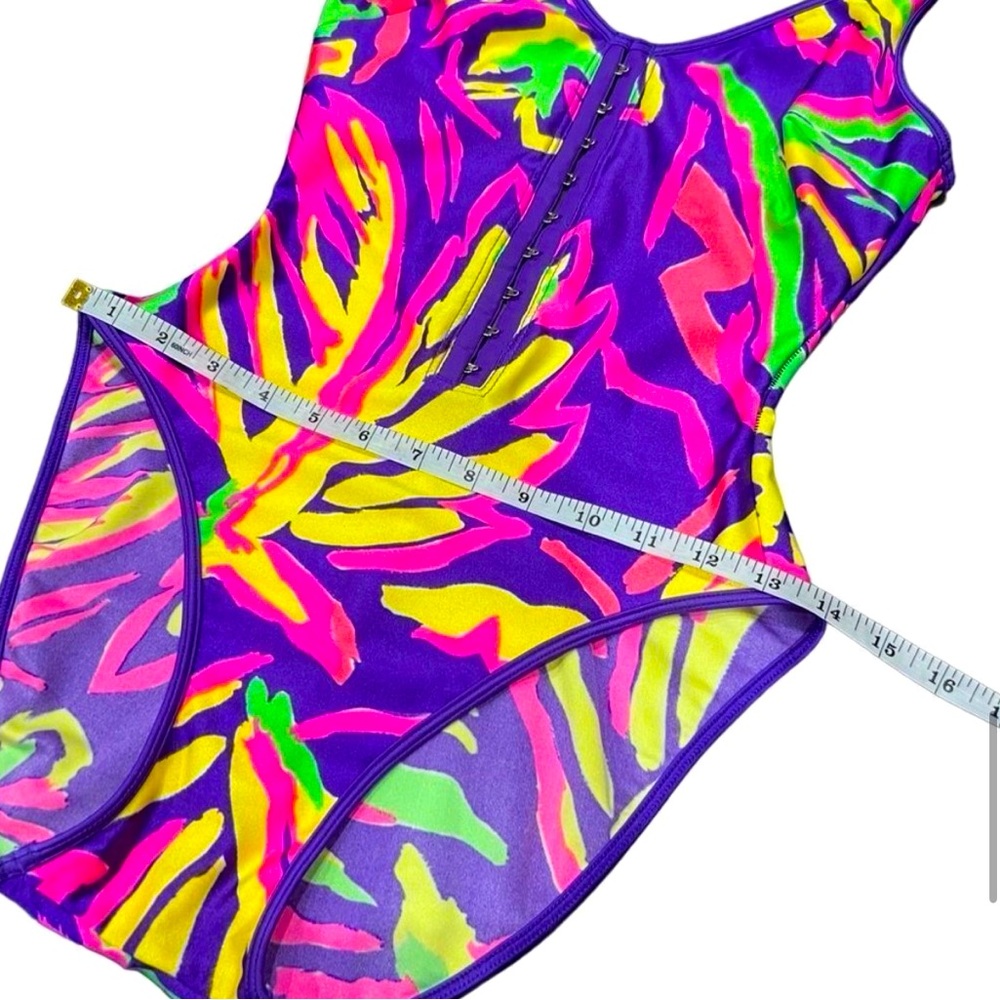 Vintage La Blanca 90s Miami Vice Barbie Neon One Piece Swimsuit - Picture 14 of 16